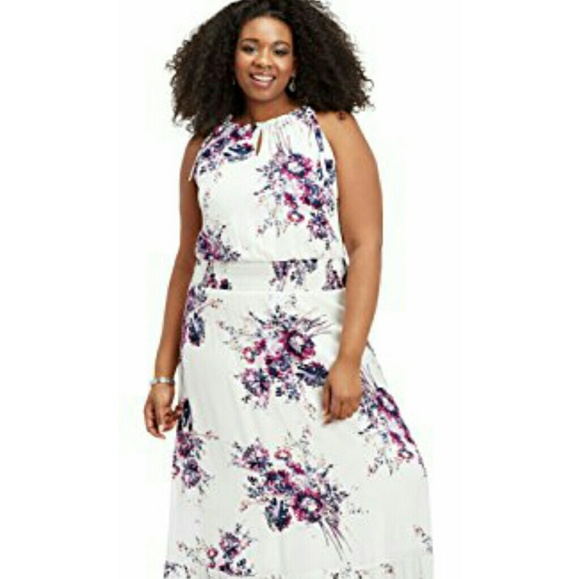 white purple floral dress